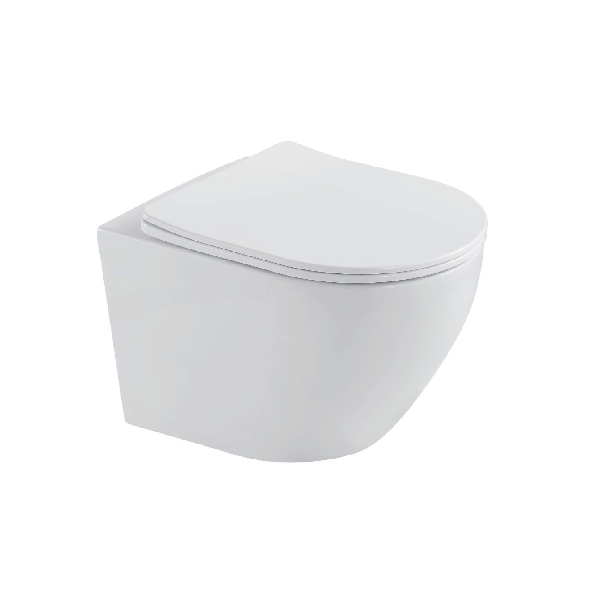 Inodoro Flotante Luna Redondo Blanco + Tapa De Asiento (480X360X370) - Fratelli Premium